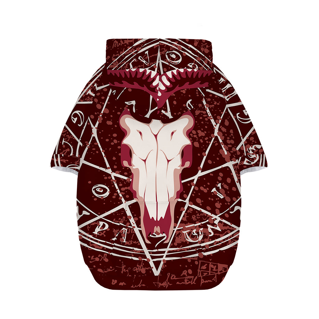 Goat Skull Pentagram Print Dog Zip Up Hoodie
