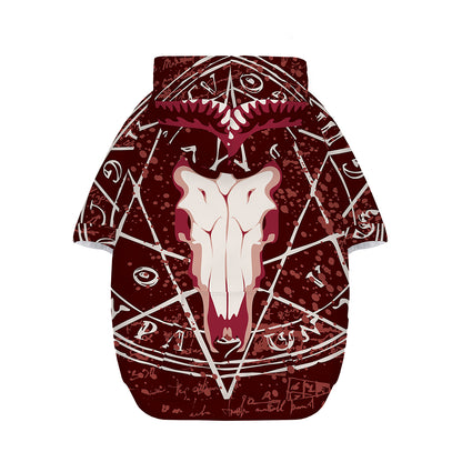 Goat Skull Pentagram Print Dog Zip Up Hoodie