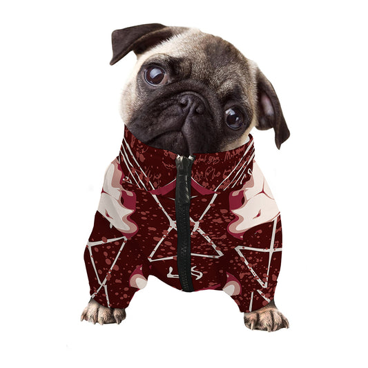Goat Skull Pentagram Print Dog Zip Up Jacket