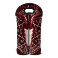Goat Skull Pentagram Print Double Neoprene Wine Tote