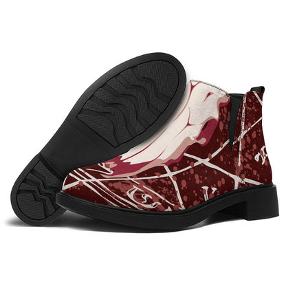 Goat Skull Pentagram Print Flat Ankle Boots