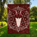 Goat Skull Pentagram Print Garden Flag