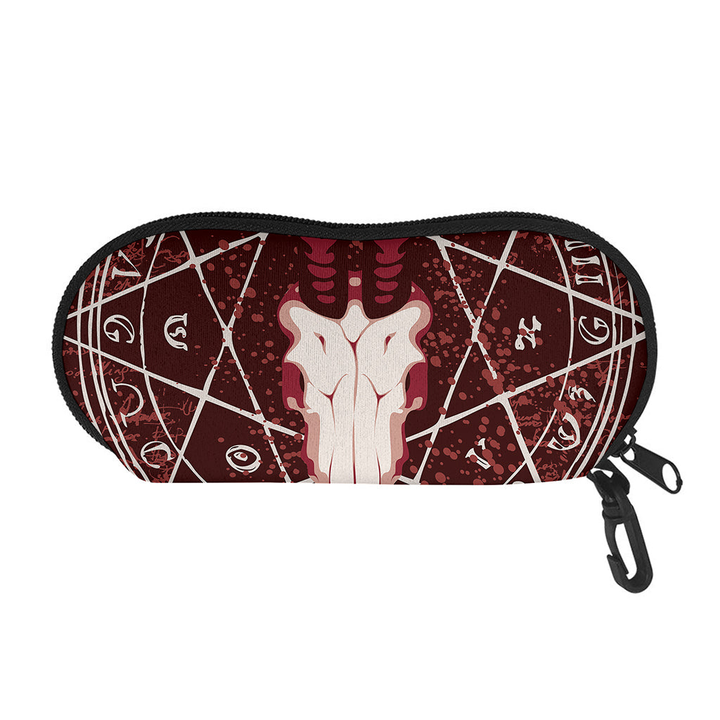 Goat Skull Pentagram Print Glasses Case