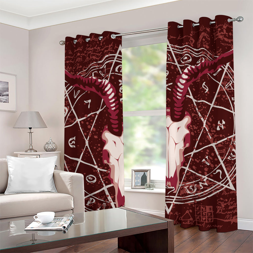 Goat Skull Pentagram Print Grommet Curtains