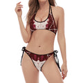 Goat Skull Pentagram Print Halter Scoop Tie Side Bikini
