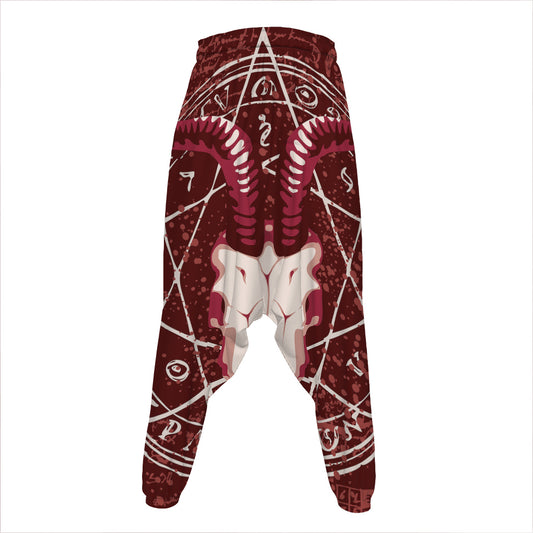 Goat Skull Pentagram Print Hammer Pants