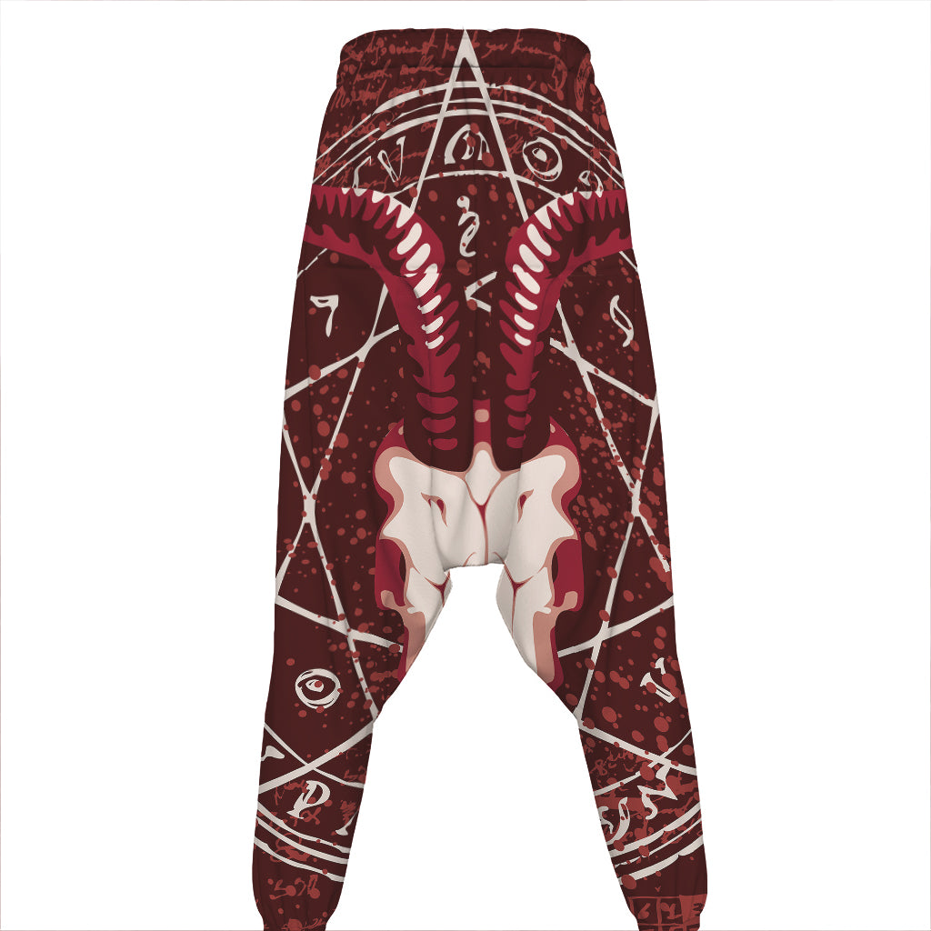 Goat Skull Pentagram Print Hammer Pants