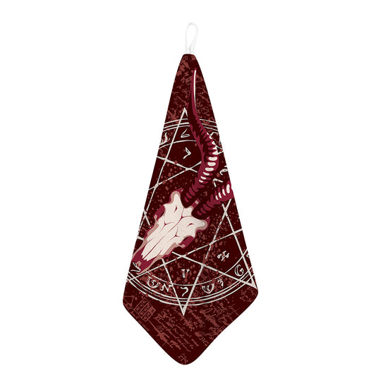 Goat Skull Pentagram Print Hand Towel