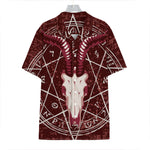 Goat Skull Pentagram Print Hawaiian Shirt
