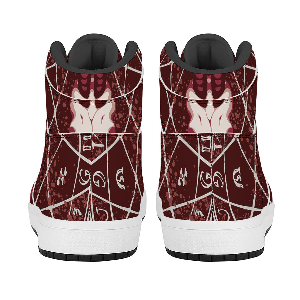 Goat Skull Pentagram Print High Top Leather Sneakers