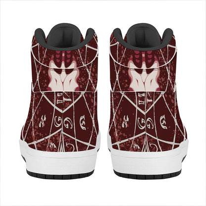 Goat Skull Pentagram Print High Top Leather Sneakers