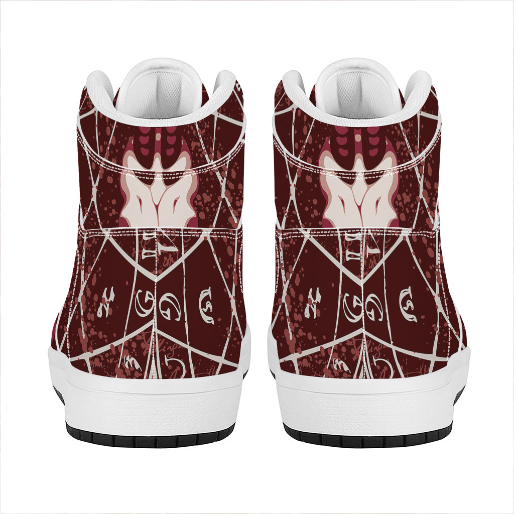 Goat Skull Pentagram Print High Top Leather Sneakers