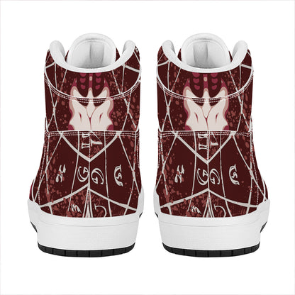 Goat Skull Pentagram Print High Top Leather Sneakers