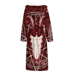 Goat Skull Pentagram Print Hooded Bathrobe