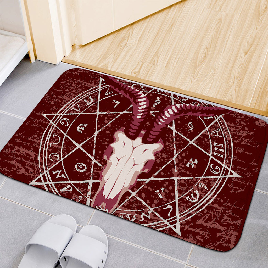 Goat Skull Pentagram Print Indoor Door Mat