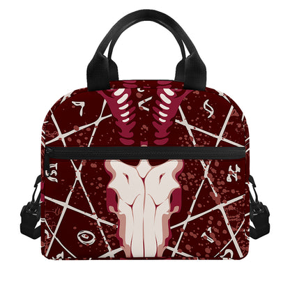 Goat Skull Pentagram Print Insulated Lunch Bag