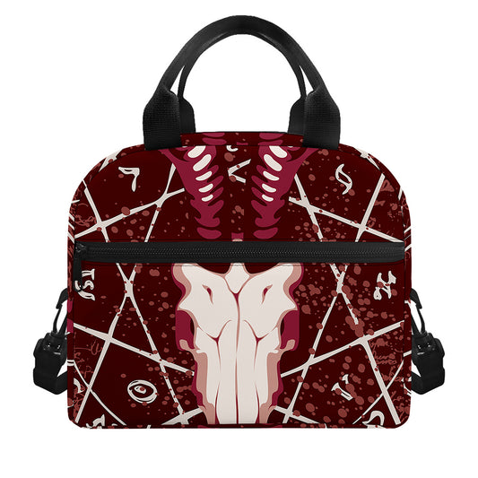 Goat Skull Pentagram Print Insulated Lunch Bag