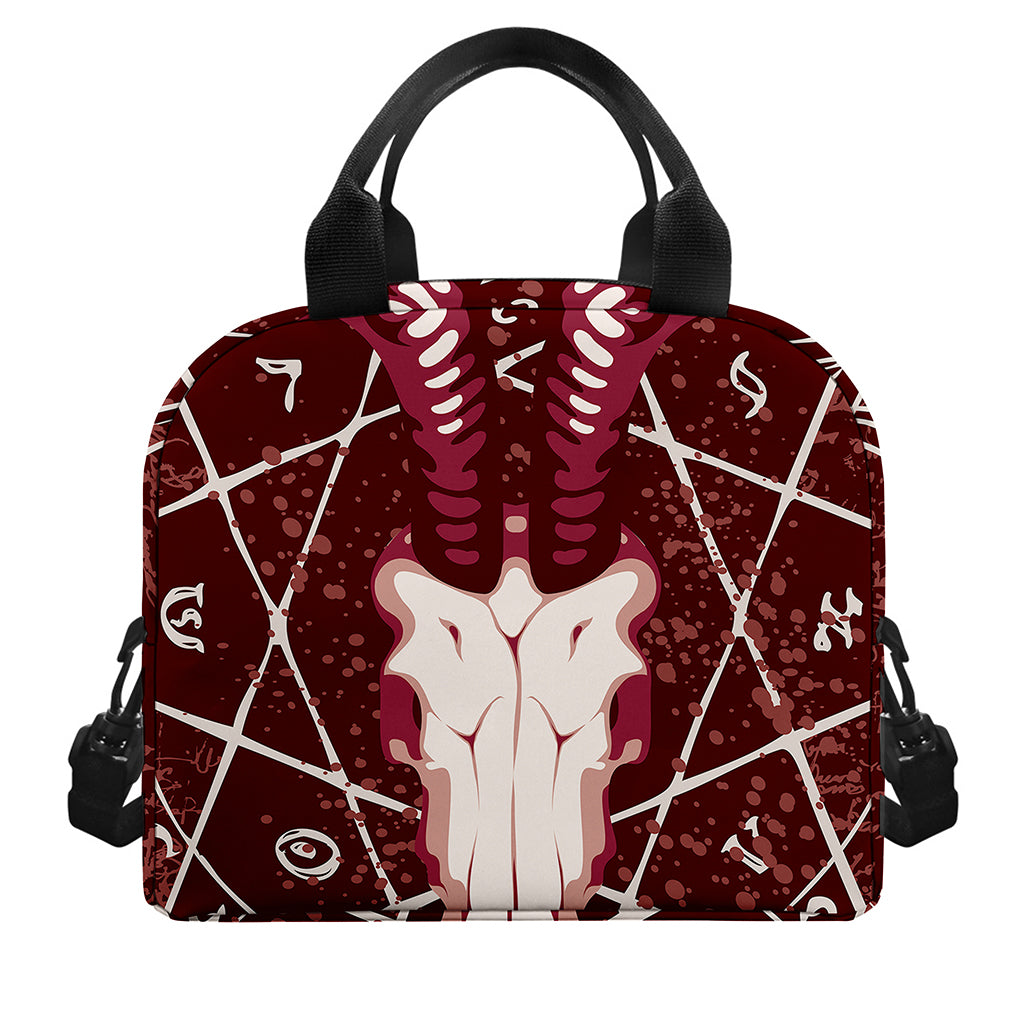 Goat Skull Pentagram Print Insulated Lunch Bag
