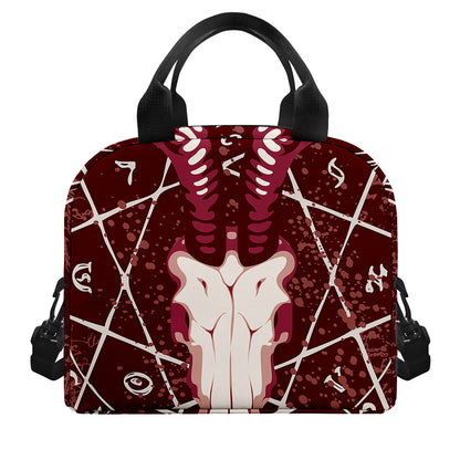 Goat Skull Pentagram Print Insulated Lunch Bag