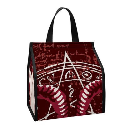 Goat Skull Pentagram Print Insulated Lunch Tote