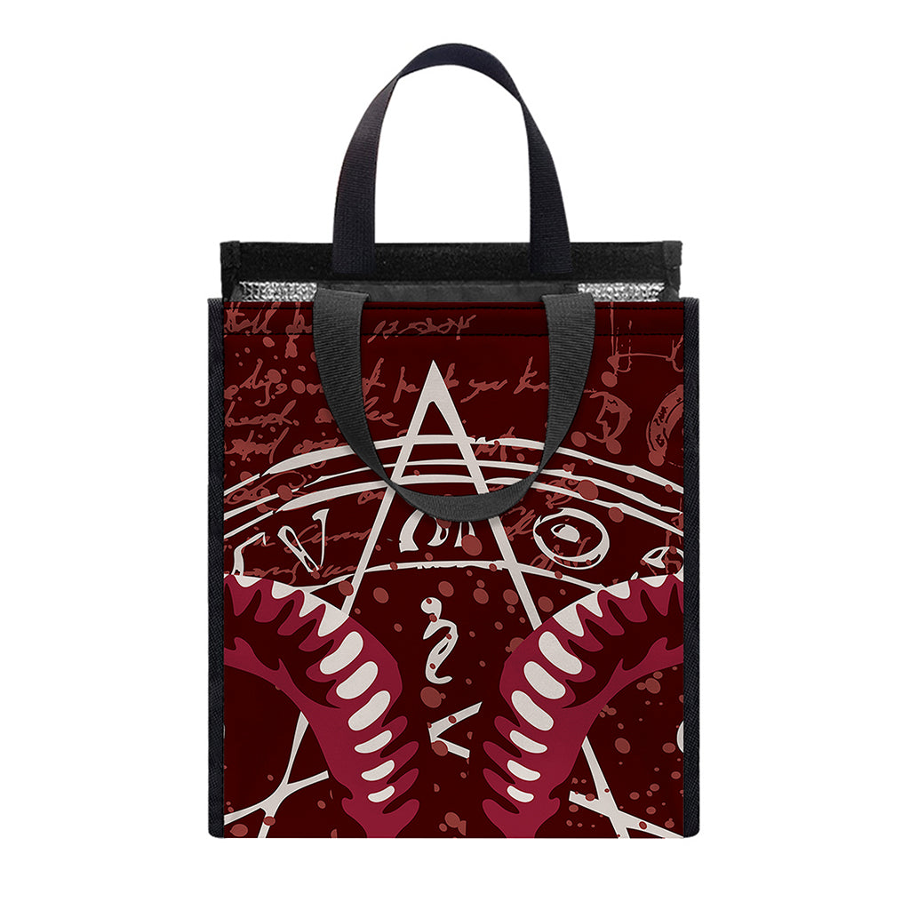 Goat Skull Pentagram Print Insulated Lunch Tote
