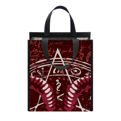 Goat Skull Pentagram Print Insulated Lunch Tote