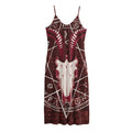 Goat Skull Pentagram Print Jersey Midi Cami Dress