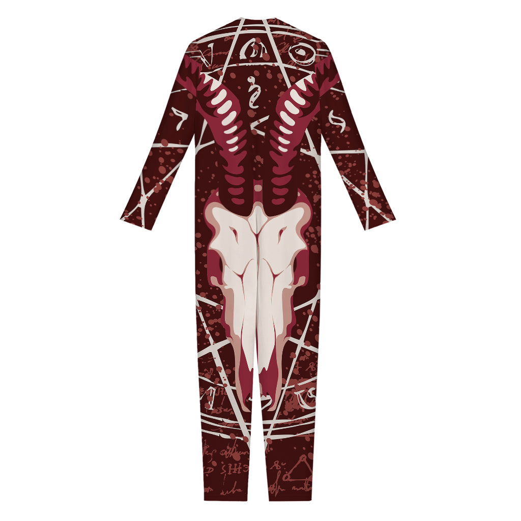 Goat Skull Pentagram Print Jumpsuit