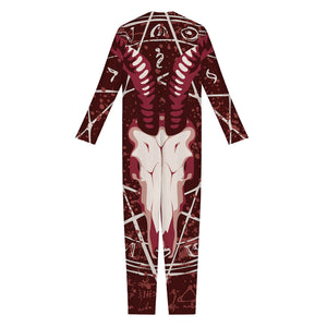 Goat Skull Pentagram Print Jumpsuit