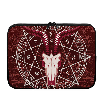 Goat Skull Pentagram Print Laptop Sleeve