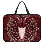 Goat Skull Pentagram Print Laptop Sleeve With Handle