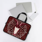Goat Skull Pentagram Print Laptop Sleeve With Handle