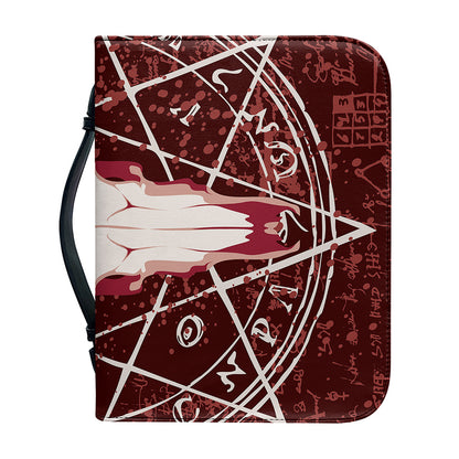 Goat Skull Pentagram Print Leather Bible Cover