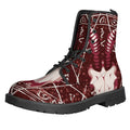 Goat Skull Pentagram Print Lace-Up Boots