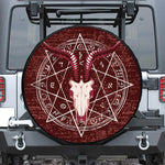 Goat Skull Pentagram Print Leather Spare Tire Cover