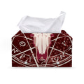 Goat Skull Pentagram Print Leather Tissue Box Cover