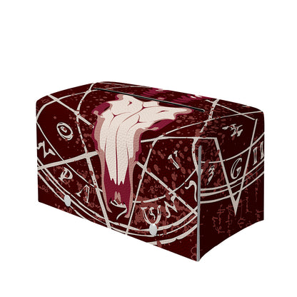 Goat Skull Pentagram Print Leather Tissue Box Cover