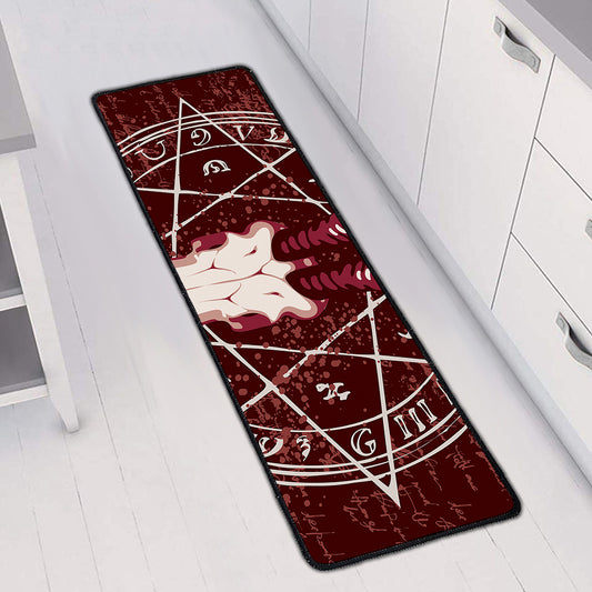 Goat Skull Pentagram Print Long Kitchen Mat