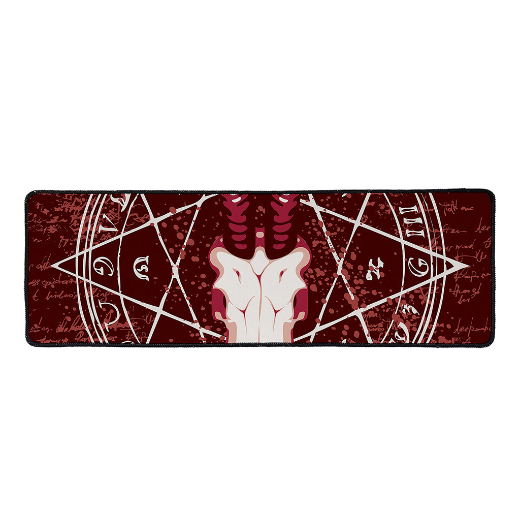 Goat Skull Pentagram Print Long Kitchen Mat