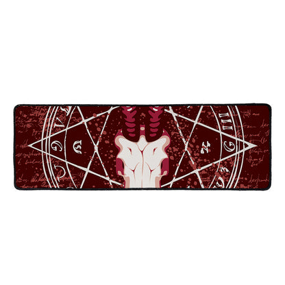 Goat Skull Pentagram Print Long Kitchen Mat
