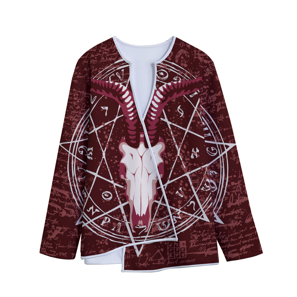 Goat Skull Pentagram Print Long Sleeve Short Coat