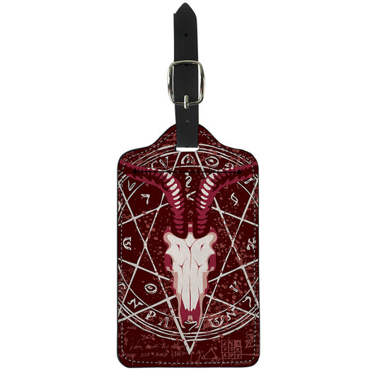 Goat Skull Pentagram Print Luggage Tag