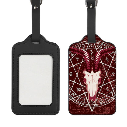 Goat Skull Pentagram Print Luggage Tag