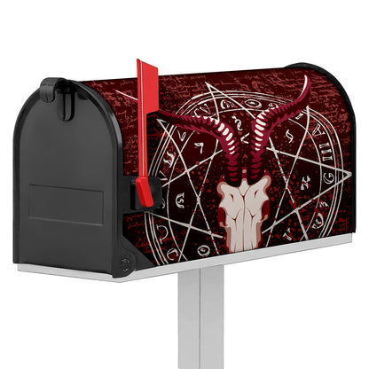 Goat Skull Pentagram Print Mailbox Cover