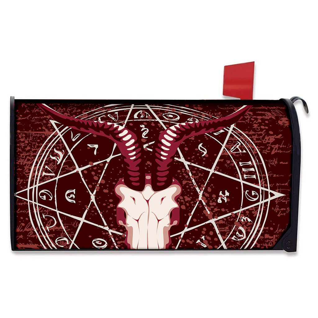Goat Skull Pentagram Print Mailbox Cover