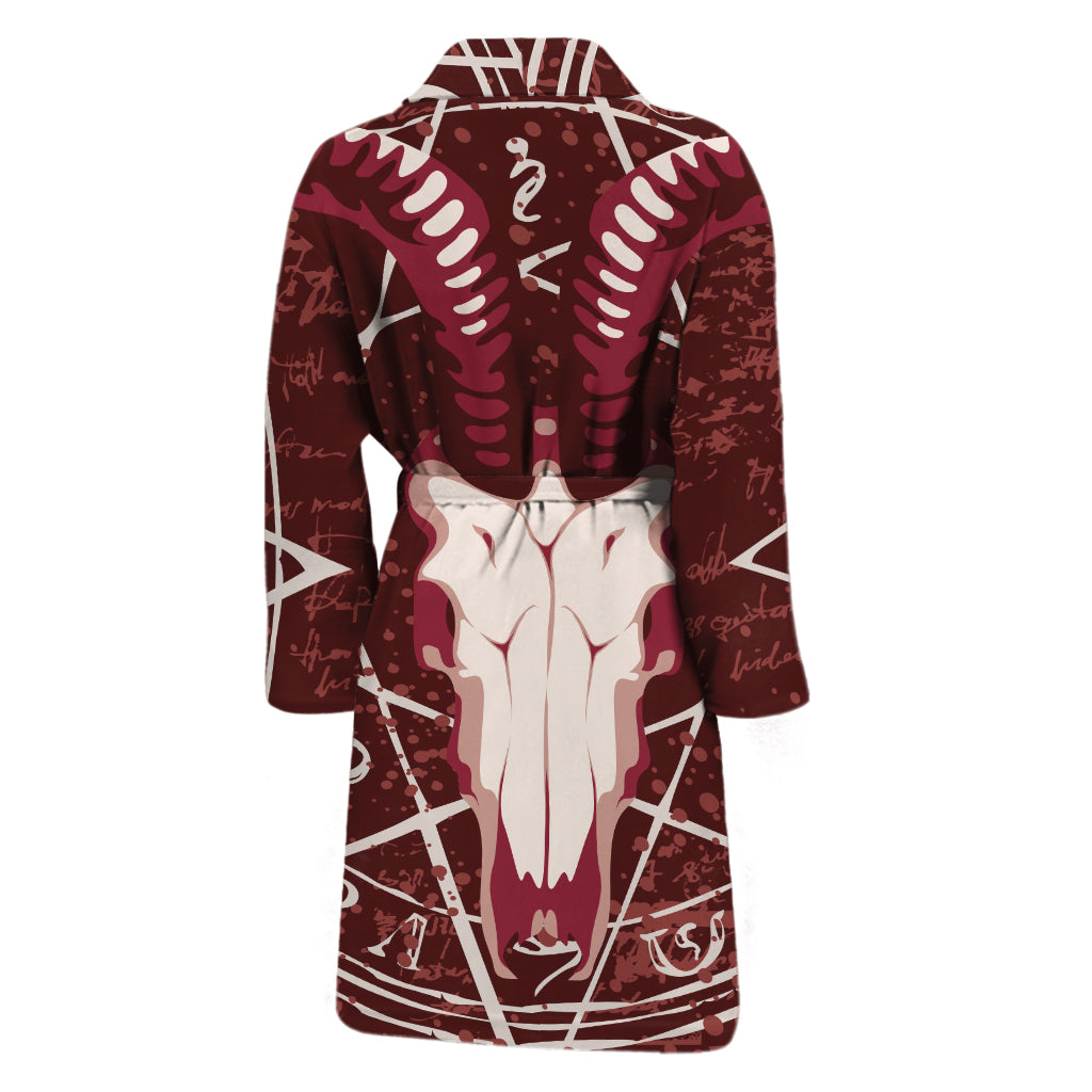 Goat Skull Pentagram Print Men's Bathrobe