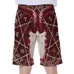Goat Skull Pentagram Print Men's Beach Shorts