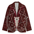Goat Skull Pentagram Print Men's Blazer