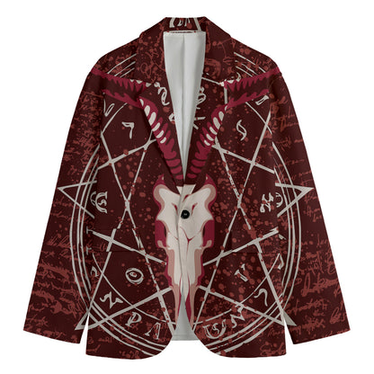 Goat Skull Pentagram Print Men's Blazer
