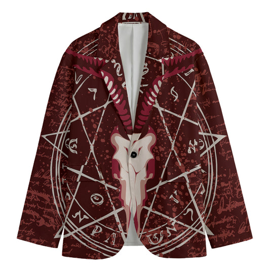 Goat Skull Pentagram Print Men's Blazer